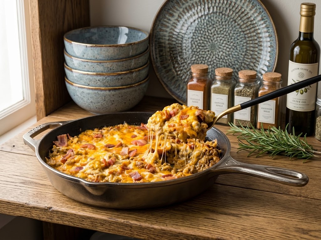 Keto Cheeseburger Casserole Skillet