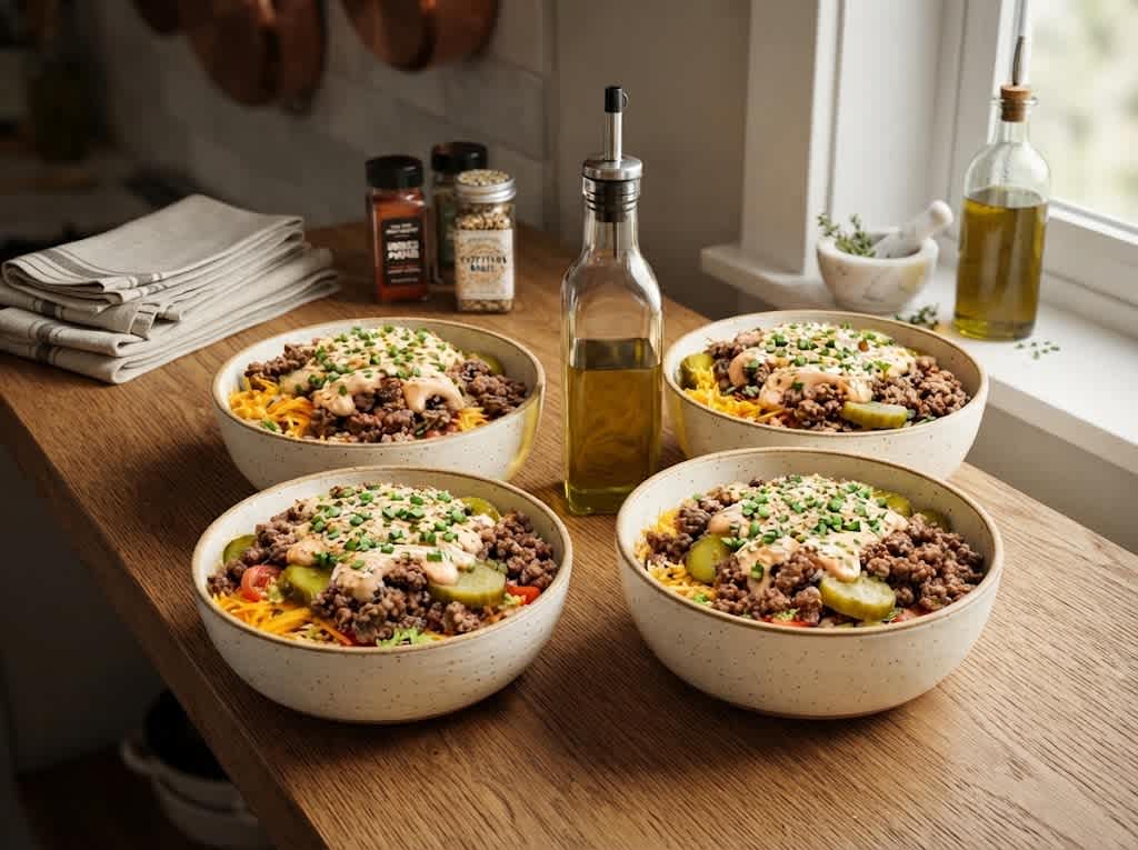 High Protein Big Mac Cheeseburger Bowl