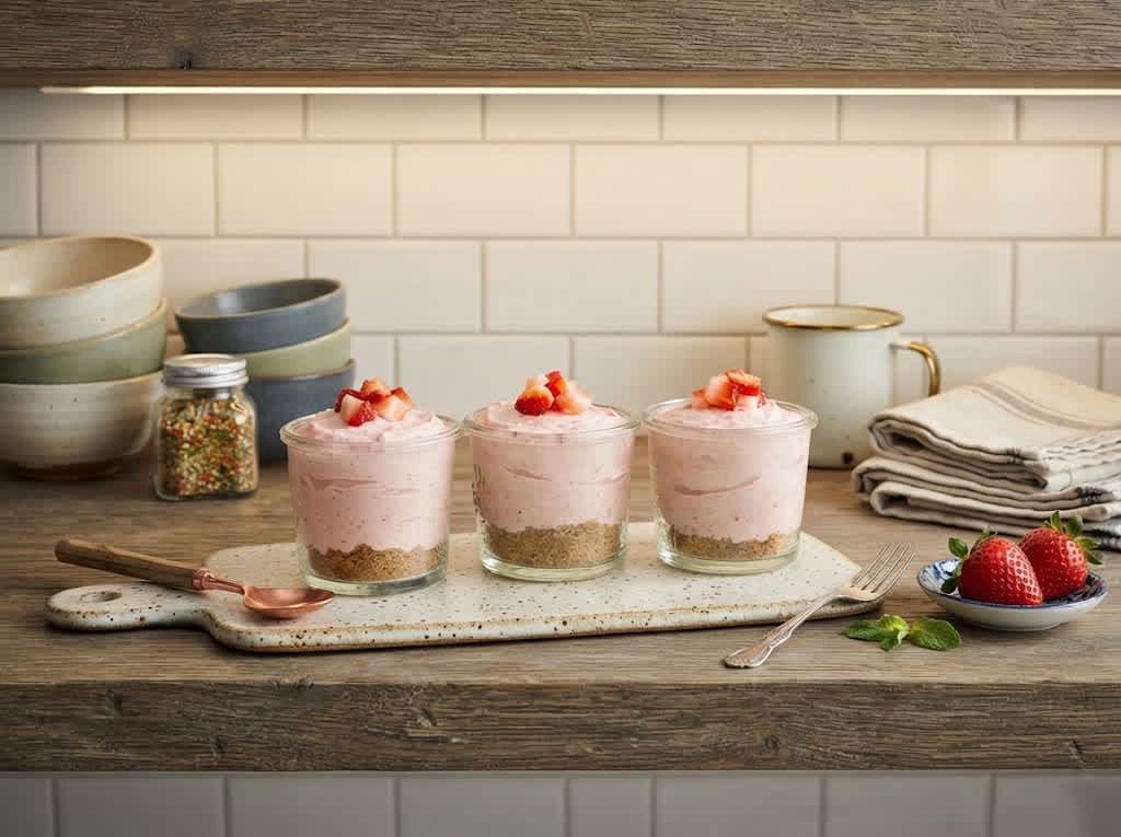 No-Bake Healthy Strawberry Cheesecake Box Dessert